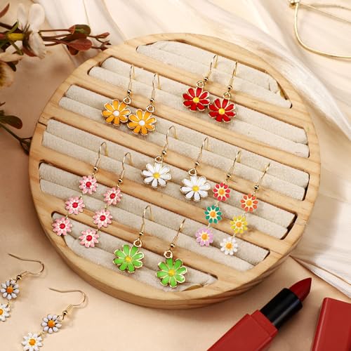 Misdary 12 Pairs Daisy Flower Earrings for Women Cute Dangle Summer Drop Earrings Jewelry Gifts3