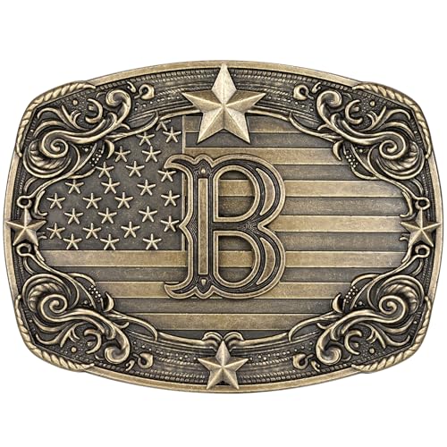 Image of Western Belt Buckle for Men Women Initial Letter A to Z Cowboy Belt Buckle Texas Buckle hebillas vaqueras para hombre