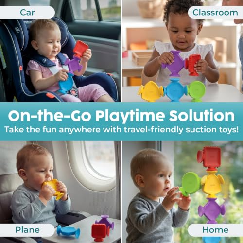 Image of BUNMO Bath Toys for Toddlers - Connect, Build, Create - Suction Bathtub Toys - Hours of Fun & Creativity - Fine Motor Skills - Stimulating Sensory Toys - Babies Ages 1+ 2, 3 - Extra Large 10 Pack