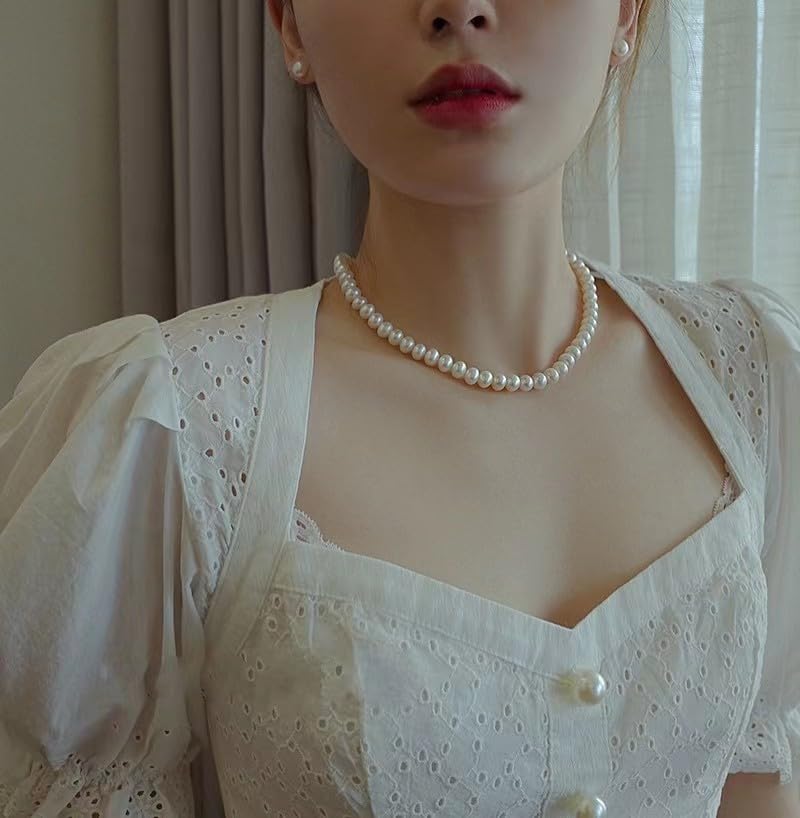 8mm 3/9 Pcs Glass pearl Necklace Jewelry Necklace Jewelry Set for Women3