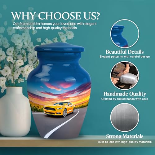 Image of Car Urn - Keep Sake for Ashes - 3 Inch - Pack of 1 - Unique Urns for Human Ashes - Miniature Urn for Adult Men & Women - Memorial Urns for Male & Female