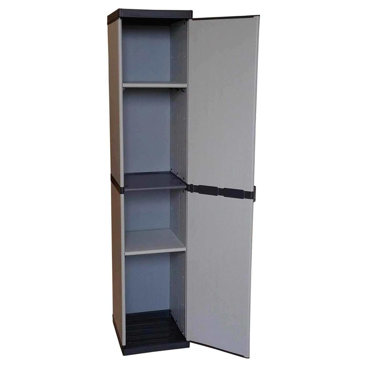 Armario Modular de 1 Puerta – Armario versátil de plástico – Armario para Interiores y Exteriores – 34 x 39,5 x 168 cm, Gris
