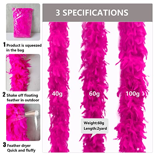 Tharaht B0B7QBQSXC Hot Pink Chandelle Turkey Feather Boa 2 Yards 40G thumb #1