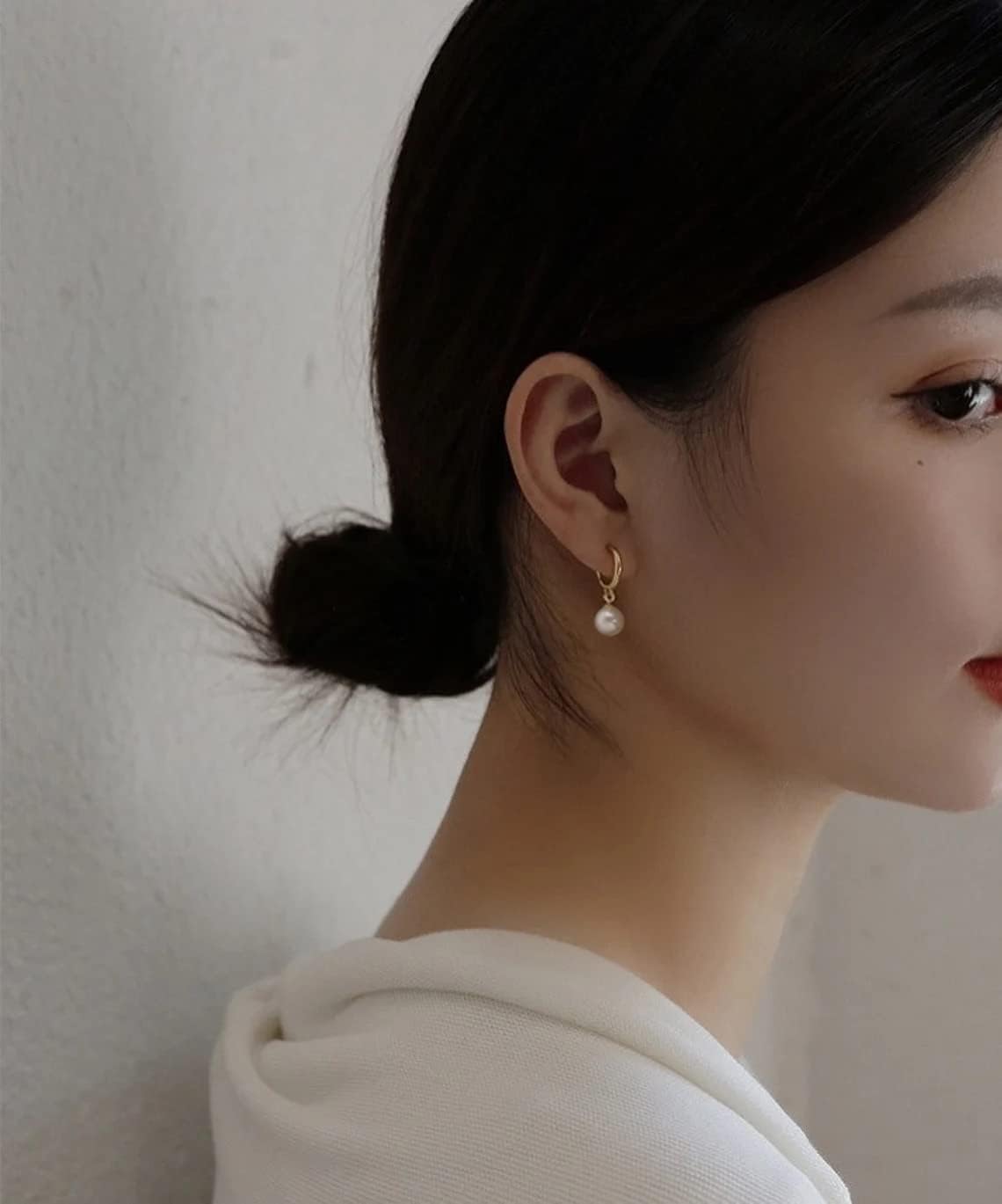 SOFYBJA Small 18K Gold Plated Huggie Hoop Earrings Drop Dangle Post Earrings Hanging Lightweight Handmade Jewelry for women - Image 6