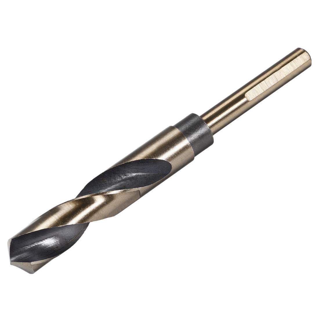uxcell Reduced Shank Twist Drill Bits 17mm Black Nitride & Gold Titanium Coated High Speed Steel 4341 with 10mm (3/8") Shank for Stainless Steel Alloy Metal Plastic Wood