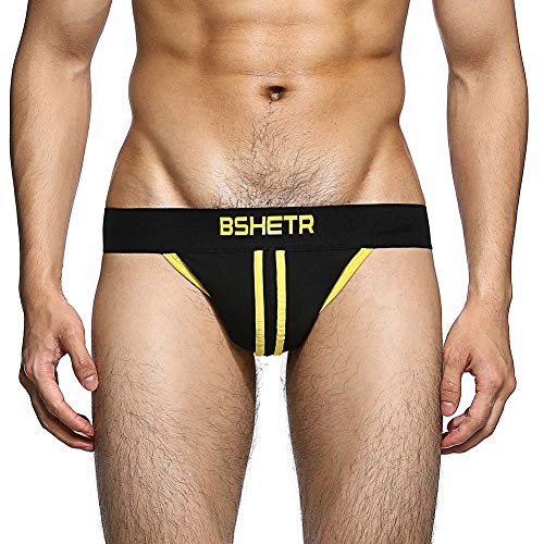 Bshetr Men's Underwear Jockstrap Athletic Supporters, 4-Pack Cotton Low Rise Stretch Multipack Performance Jock Strap #TOP2