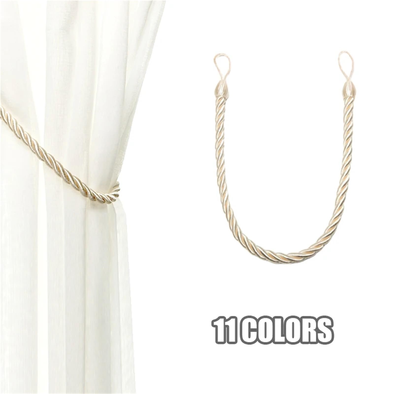 Vorhang-Raffhalter, 10 Stück, Vorhang-Raffhalter, Seile, Raffhalter, handgefertigt, Vorhanghalter, Clips, Heimzubehör, dekorativ (Silber)
