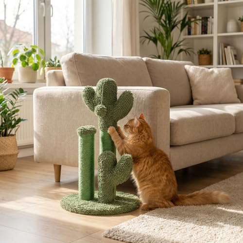 Rascador para gatos tipo cactus Tangkula verde miniatura 3