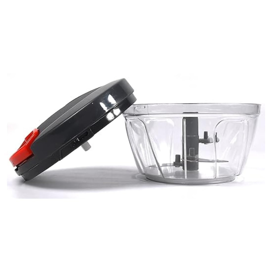 Manual Food Chopper with Pull String, 500 ml Glass Bowl, 3 Stainless Steel Blades, Hand Pull Vegetable Chopper for Onion, Garlic, Fruits & Vegetables, Black & Red-image-49