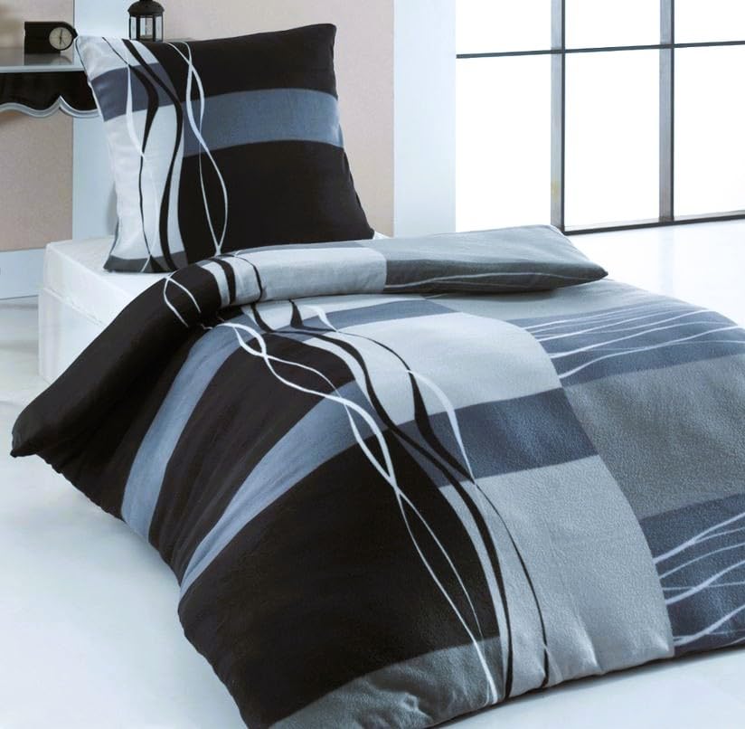 FELLANO® Cashmere Touch Bettwäsche 135 x 200 cm + 80 x 80 cm - Plüsch Winter Wendebettwäsche - besonders weich - Coral Fleece (Fellano-Grau,...