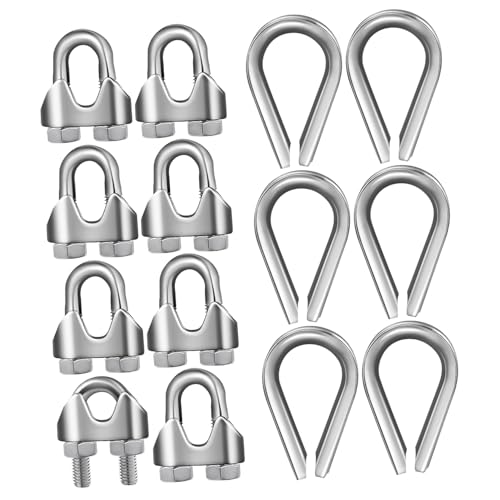 Gatuida 14 Pcs Stainless Steel Chuck Wire Rope Clamps Cable Clamps Wire Cable Clamp Wire Clamp Small Rope Clamps Wire Rope Clip Wire Rope Cable Clamp U Clamp Cable Clips Cable Clip Clamp