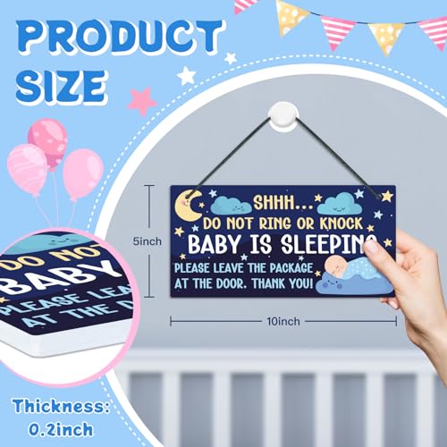 Image of Putuo Decor Sleeping Door Sign for Front Door PVC Do Not Disturb Door Hanger Sign Shhh Sleeping Do Not Knock or Ring Doorbell Door Hanger Sign for Home Room Nursery Kindergarten Decor