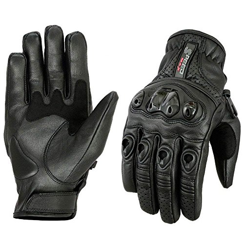 MENS VENTED CARBON KNUCKLE PERFORATED MOTORBIKE SUMMER MOTORCYCLE LEATHER GLOVES...