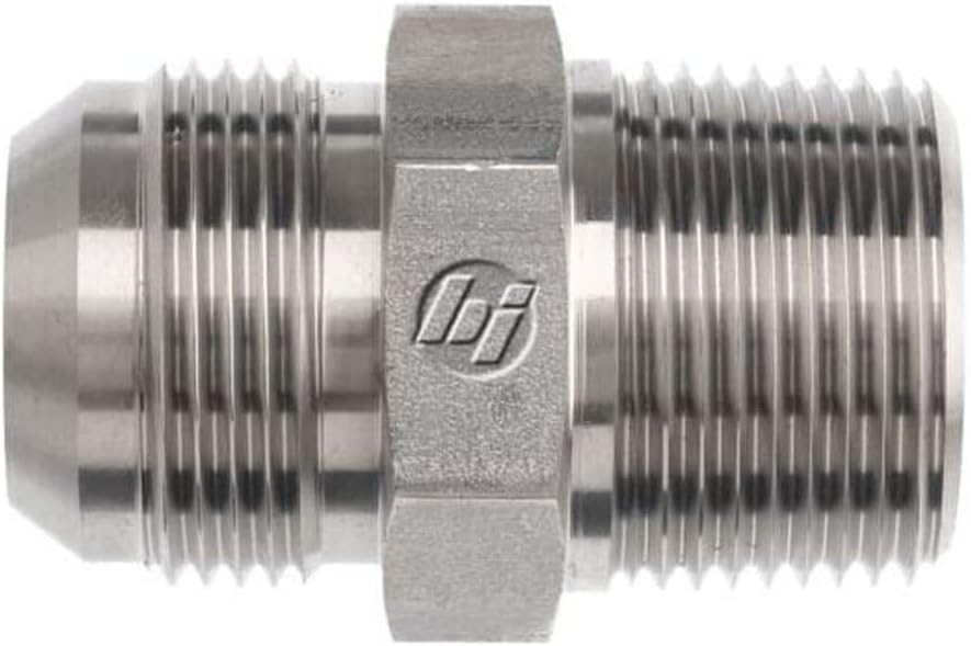 BrennanIndustries 2404-16-24 Steel Straight Tube Fitting, 1-5/16"-12 SAE x 1-1/2"-11-1/2 NPTF Thread, 1" Male JIC x 1" Male NPTF
