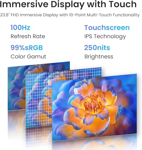 Image of Lenovo IdeaCentre All-in-one Computer, 23.8 inch FHD IPS Display, AMD Ryzen 5 7535HS, 16GB DDR5 1TB PCIe SSD, Wireless Keyboard & Mouse + 9H 6-in-1 DVD Drive, Windows 11 Pro, Gray