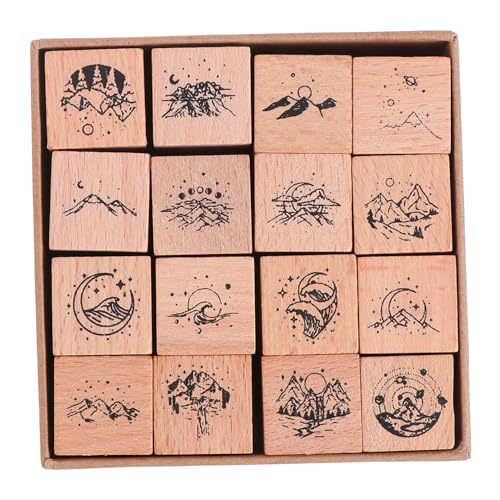 WRITWAA 16 piezas Sellos de Madera Decorativos para Manualidades Sellos DIY para Álbum de Fotos y Cuadernos Estampas de Madera para Scrapbooking y Regalo Infantil Creativo