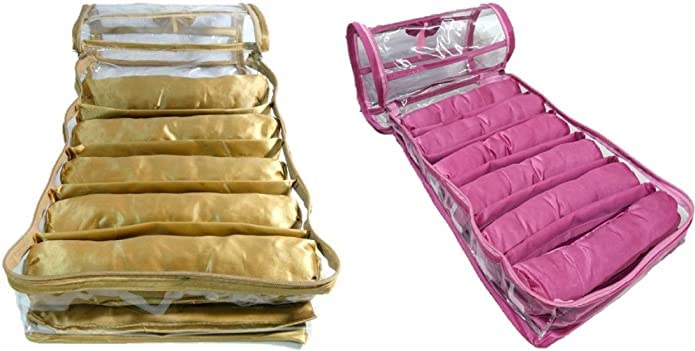 SNA Combo 5rods 6rods Stylish Bangle Box for Storage Churi Box Bracelet Watch Jewellery Organizer Makeup Kit Jewellery Box (Pink, Gold) (B09VTGN4MS) Amazon Price History, Amazon Price Tracker
