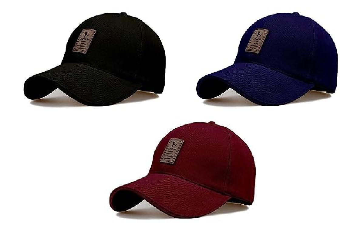 Brand A Soft Cotton Adjustable Unisex Cap Quick Drying Sun Hat Protection for Men and Women (Freesize) Multicolour Pack of 3