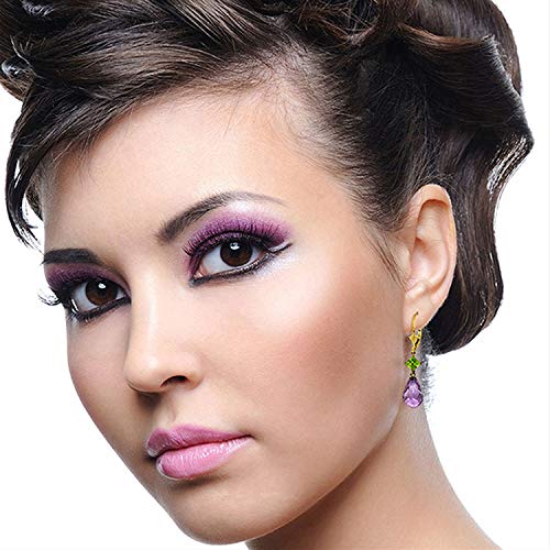 Galaxy Gold GG 14K Yellow Gold Dangle Earrings with Amethysts and Peridots2