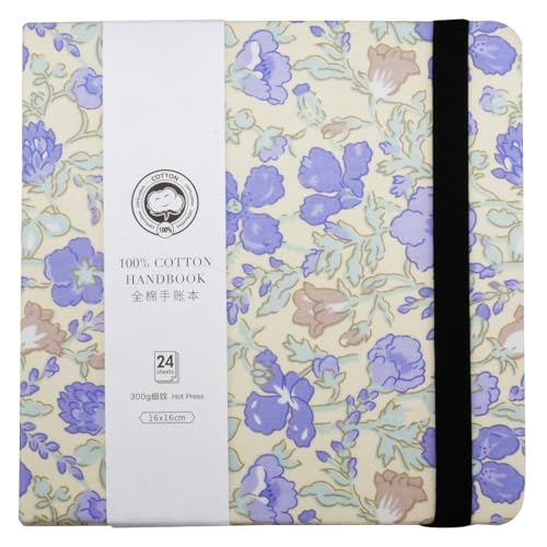 Mocrop 16x16cm Diario per acquerelli, Libro da schizzi quadrato per acquerelli, 100% cotone, 24 fogli-48 pagine, carta a grana fine - pressata a freddo - priva di acidi, per principianti e artisti