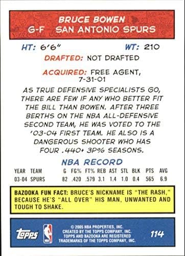 Miniatura 2 de 2004-05 Bazooka #114 Bruce Bowen NBA Basketball Trading Card