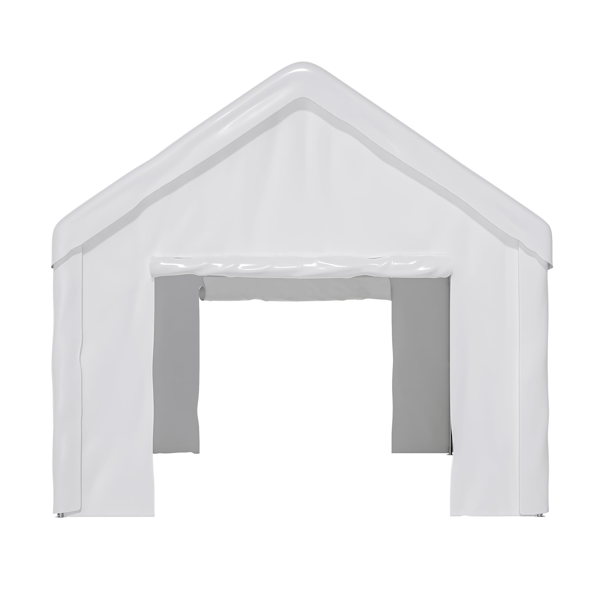 Carport Garaje tienda de campaña de 3 × 6 m, resistente al agua, con ventanas enrollables, paredes laterales desmontables y techo, cobertizo para coches, motos, camiones, barcos y dispositivos (blanco