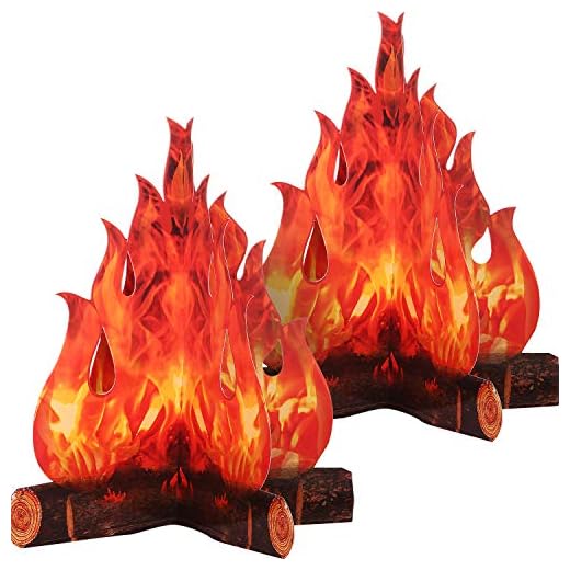 Boao Cartulina Decorativa 3D Campfire Centerpiece Artificial Fire Fake Flame Paper Party Decorativo Llama antorcha (2 Conjunto)