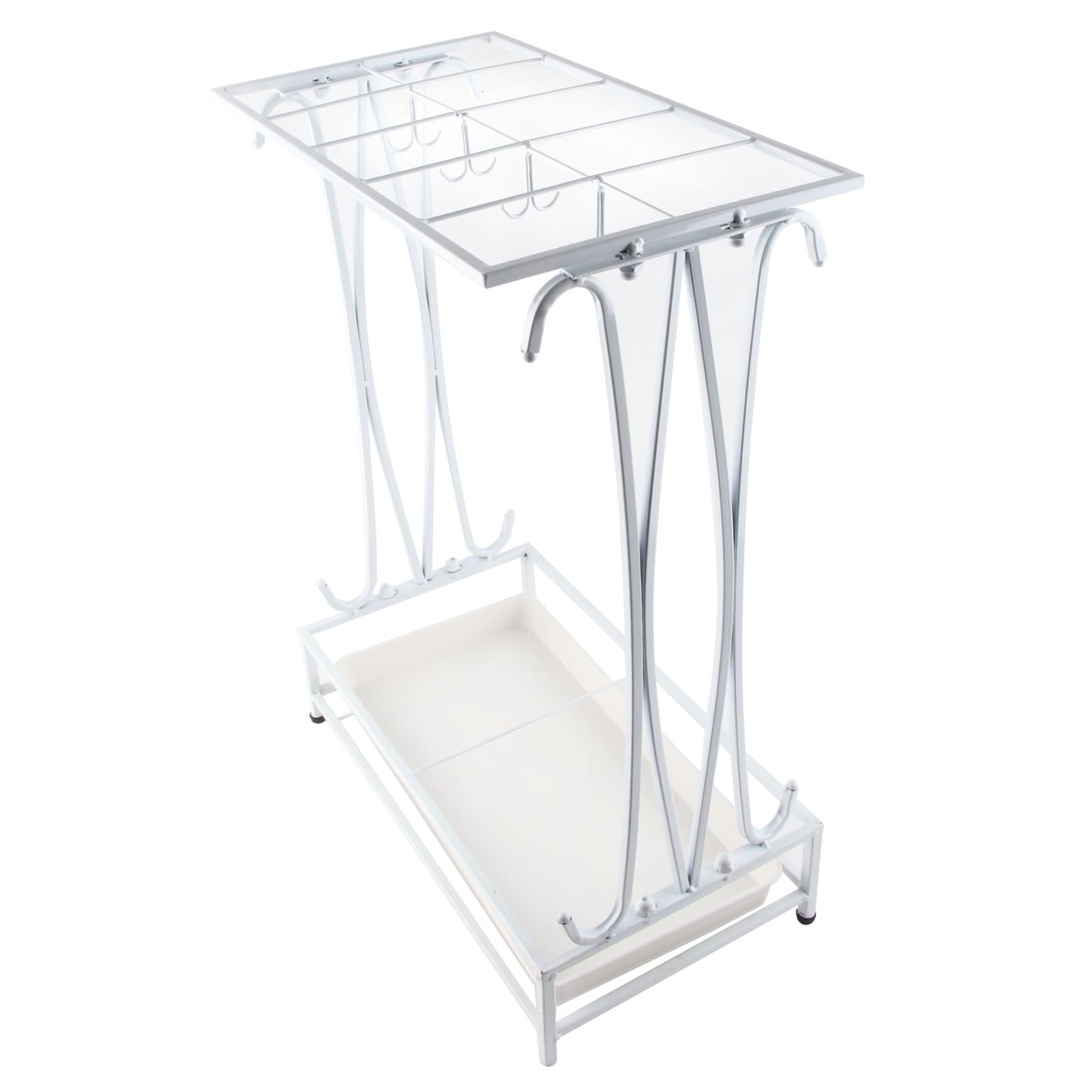 Portaombrelli in Ferro, Supporto Ombrelli con Vaschetta (WHITE)