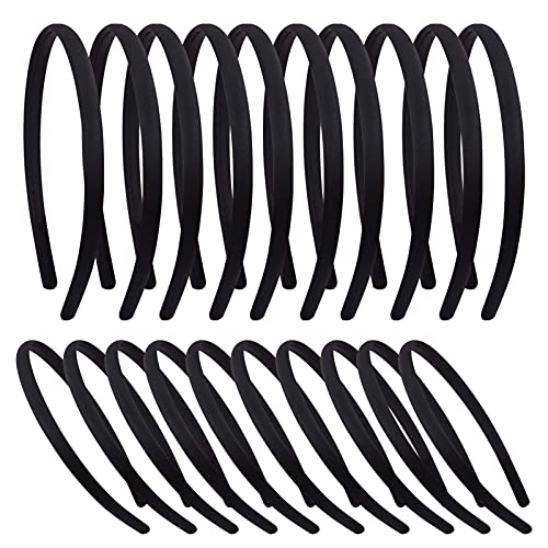 Candygirl 20 Stück Satin Stirnbänder 1cm Haarbänder Schwarz...