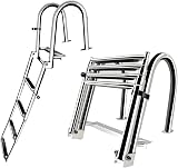 Scaletta Bagno Scaletta Barca Inox 4 Gradini Scala Telescopica Con Antiscivolo, Corrimano E Ampia Pedaliera, Scalette Barche Pieghevole Piscina Ponte Galleggiante Marina Drop Boat