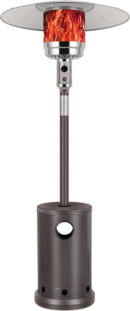 Hykolity 50,000 BTU Propane Patio Heater with Table Design, Stainless Steel Burner, Triple Protection System, Wheels, Outdoor Heaters for Patio, Garden, Commercial and Residentia(Brown)