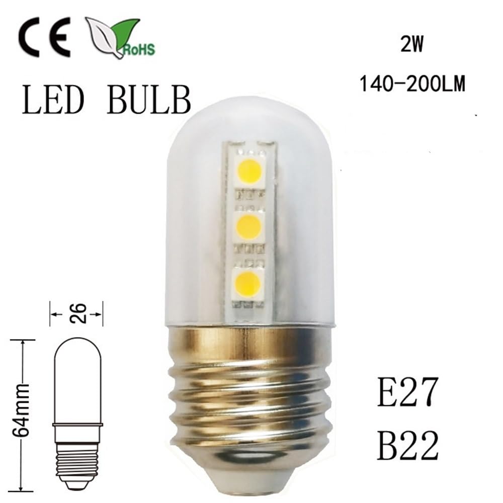 RZL Lighting, Paquete de 50 bombillas LED for el hogar, CA 220 V, 2 W, T26S, E27/B22, minilámpara colgante de plástico T30(Cool White 6500K,E27 220V)