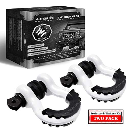 AUTMATCH Shackles 3/4" D Ring Shackle (2 Pack) 41,887Ib Break Strength with 7/8"