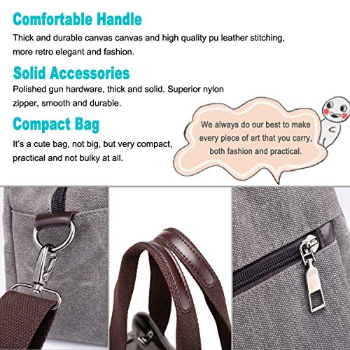 Dourr Hobo Handbags Canvas Crossbody Bag For Women, Multi Compartment Tote Purse Bags (Gray - Medium) #TOP7