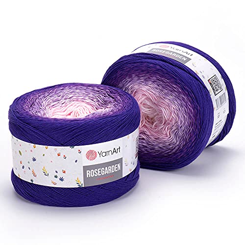 Yarn Art Flowers Rosegarden 100% Cotton 250gr 8.80 oz 1094yds Multicolor Cotton Yarn Rainbow Crochet Yarn Spring Summer (321)