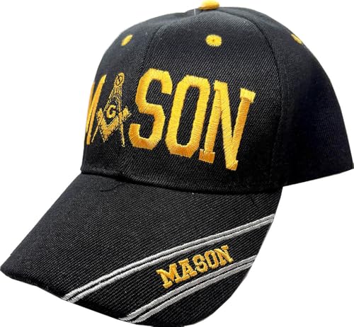 Image of AborenCo Freemason Mason Lodge Symbol Adjustable 3D Embroidery Baseball Cap Hat