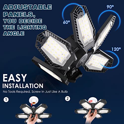 Motion Sensor Garage Light 150W 2 Pack Deformable Led Garage Light Motion Activated 15000 Lumen Ultra Bright Screw In Garage Sensor Light Ceiling For Garage, Warehouse, Workshop, Basement #TOP3