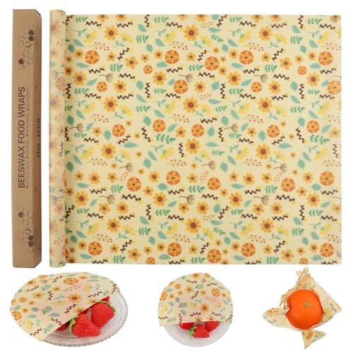 GmeDhc 1 Rollo 33 × 100 cm Papel Encerado, Envoltorio Cera De Abeja, Papel Encerado para Alimentos, Sándwich,Queso,Frutas etc.Reutilizable Envolver, Lavables