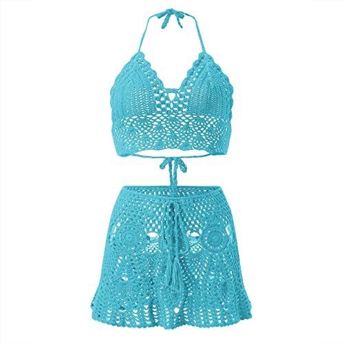 Bikini cómodo de dos piezas azul traje de baño con sujeción mujer L 3
