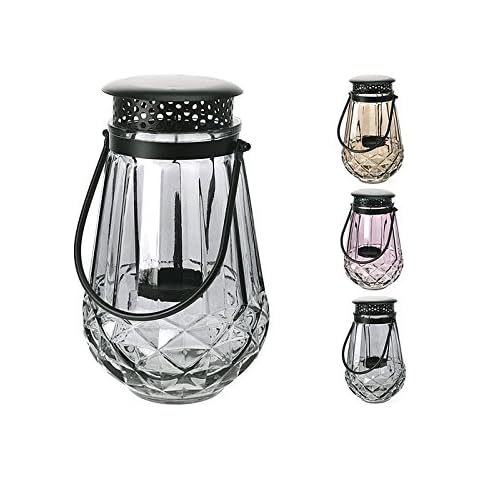 Mazali Lantern Glass with Handle 4ASS, Multi-Colour, 14 x 14 x 20 cm Cover