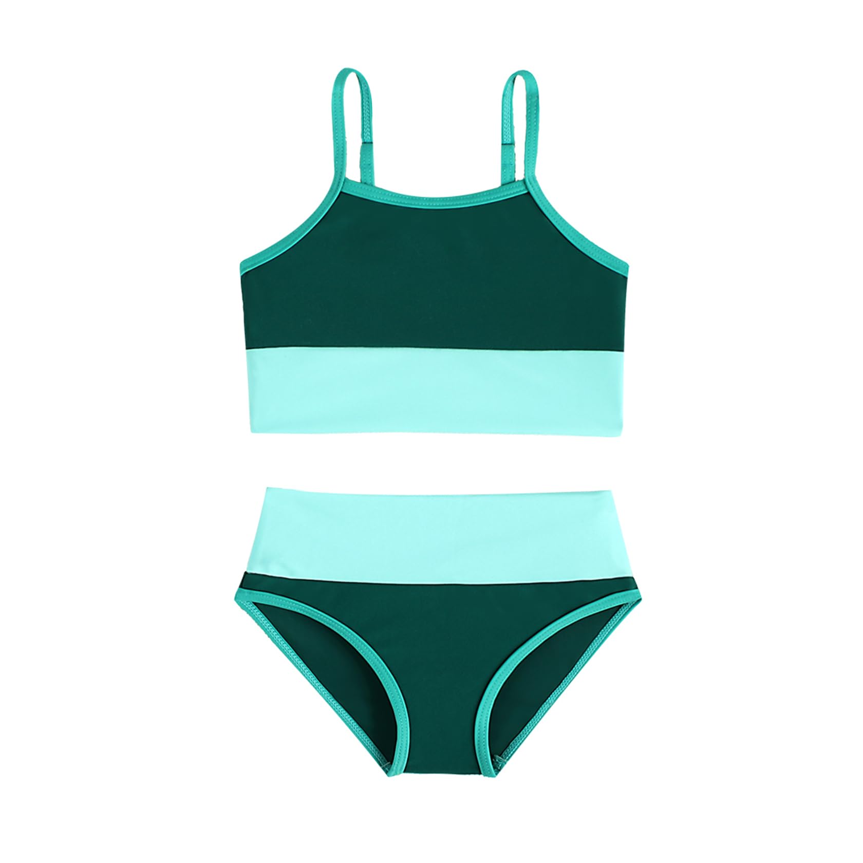 Little Girl Swimsuit Casual Swimwear Kids Two Piece Color Block Bathing Suits Beach Bikini Set 3-12Years
