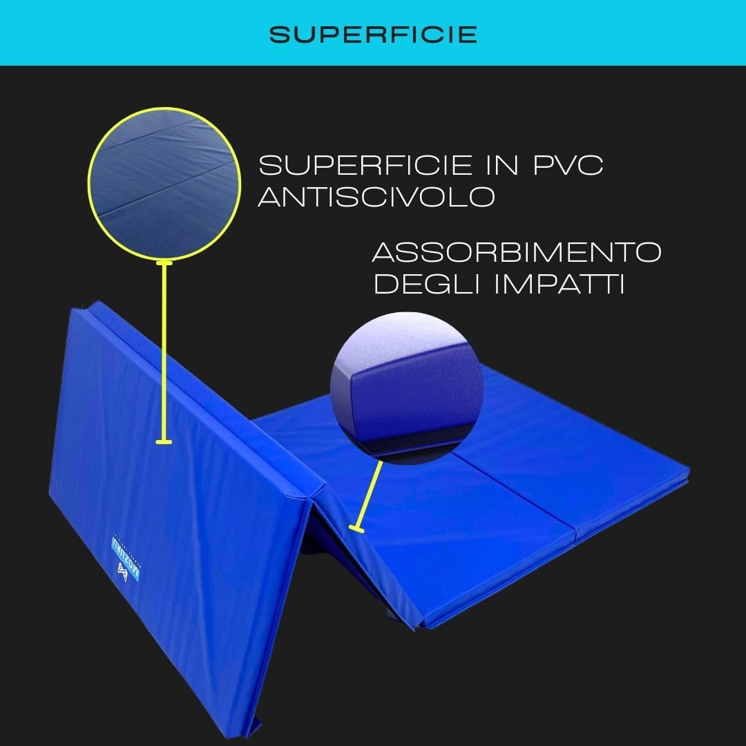Tappetino pieghevole multifunzionale 240x120x5 cm | Ideale per ginnastica, yoga, pilates, ginnastica ritmica | PVC premium, antiscivolo, facile da pulire