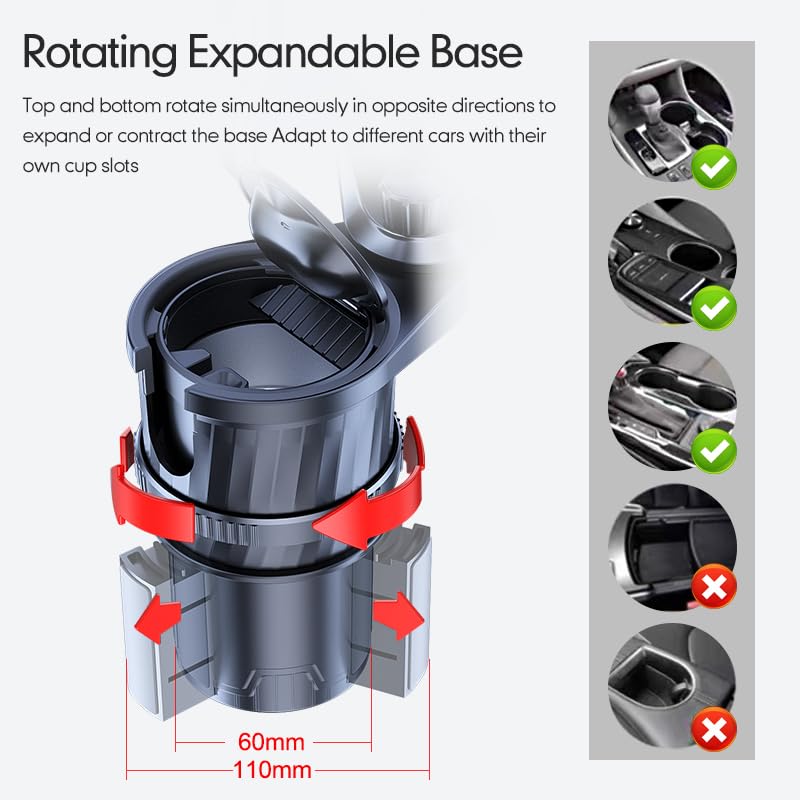 Expansor multifuncional 4 en 1 para porta vasos de auto miniatura 5
