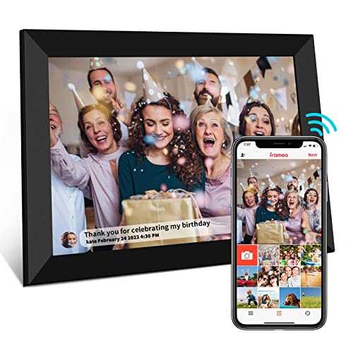 Frameo Digital Photo Frame WIFI 10 inch 1280×800 IPS Touch Screen,Auto-Rotate Portrait & Landscape,32GB Storage,Wall-Mountable,Easy Setup to Share Photos or Videos Via Frameo APP Lifelong Free
