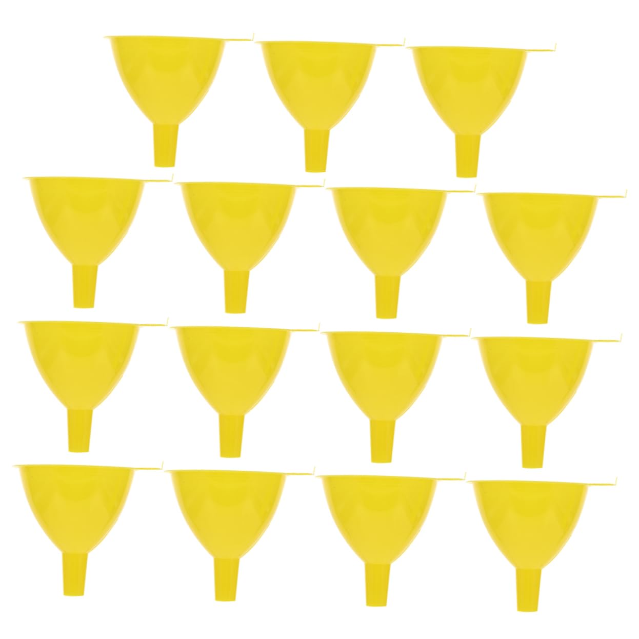 15Pcs Yellow Plastic Laboratory Funnels Short Stem for Easy Liquid Transfer Science Labs Lightweight and Portable Funnels for Chemical Experiments