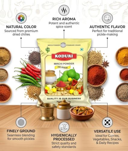 Image of KODURI Coriander Powder & Pickle Chilli Powder Combo | Dhaniya and Aachar Mirch Powder | Dhania & Pachadi Kaaram | Finely Ground Spices - No Added Flavours, Colors or Preservatives - 1000 gm