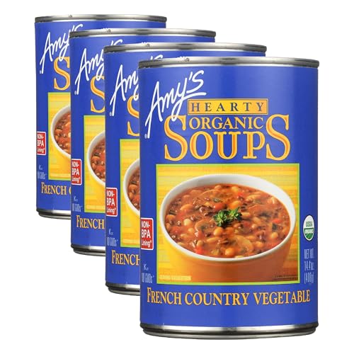 Amy’s Soup, Vegan Hearty French Country Vegetable Soup, Gluten Free, Made With Organic Rice, Vegetables and Herbs, Canned Soup, 14.4 Oz (Pack of 4)
