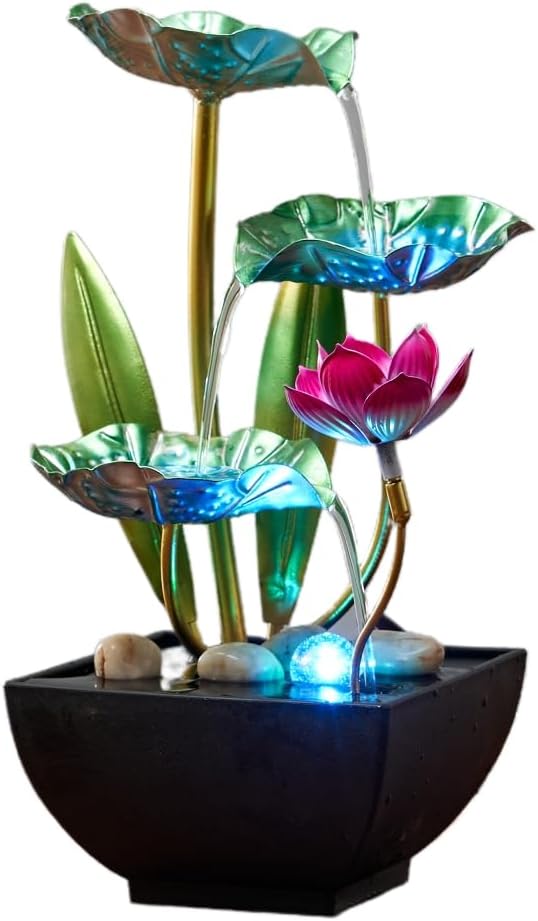 Generic Waterfall Pendulum with Lights Small Fountain Indoor Decompression Office Living Room Home Decor Art Country Style