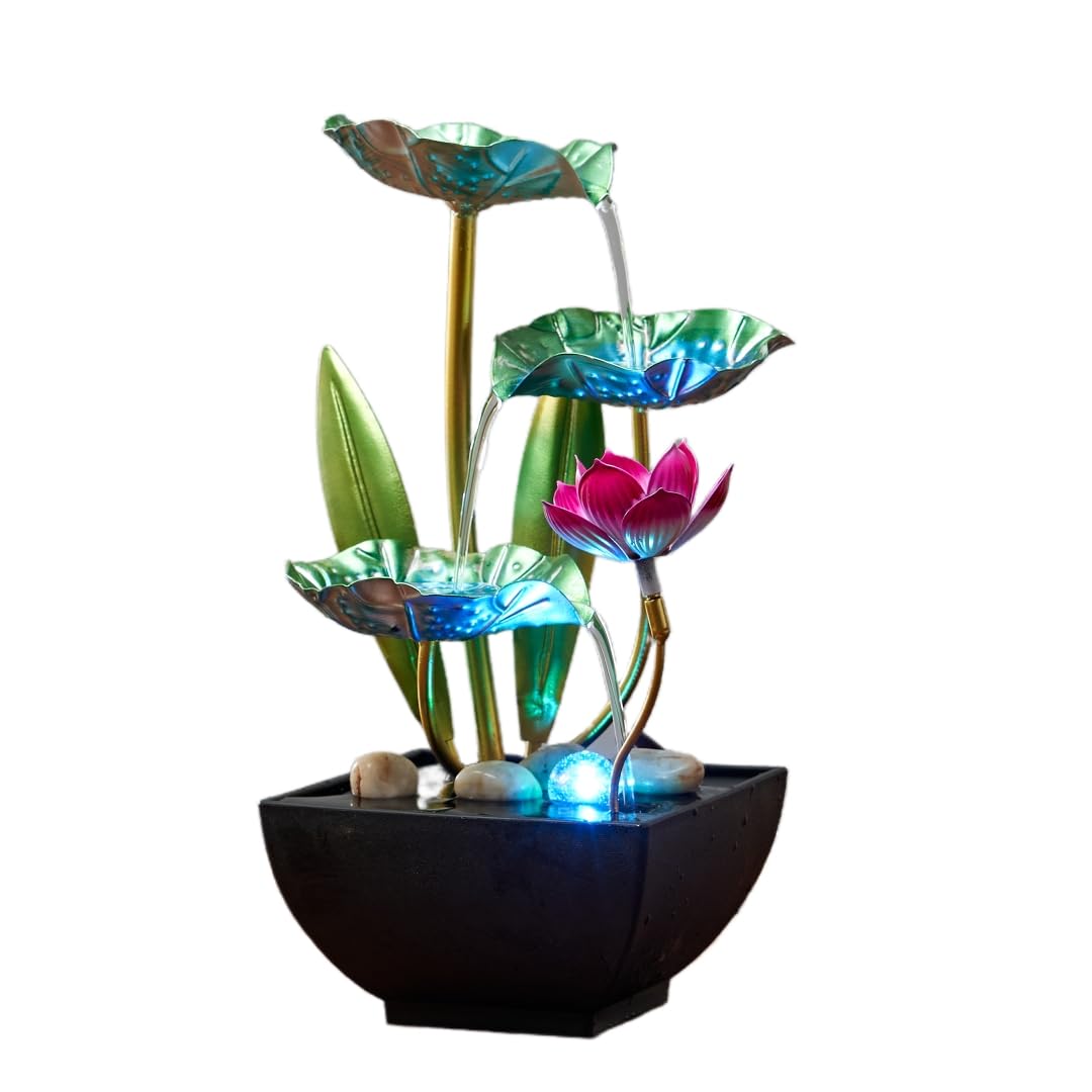 Generic Waterfall Pendulum with Lights Small Fountain Indoor Decompression Office Living Room Home Decor Art Country Style