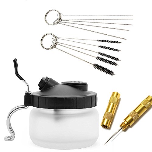 JOYOOO 4 SET aérographe pistolet lavage nettoyage outils -Pot de nettoyage, brosses de nettoyage, nettoyage des aiguilles,Aiguille nettoyage